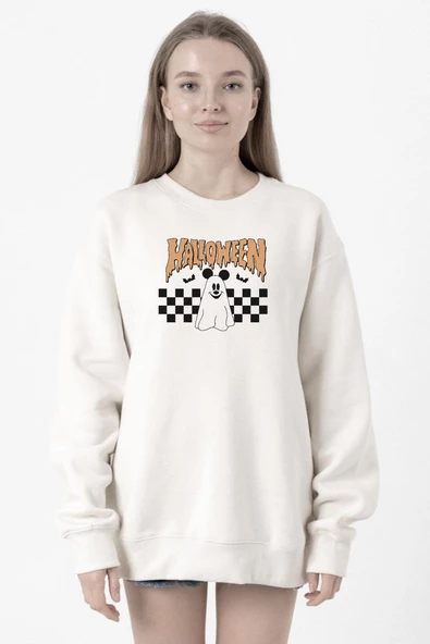 Halloween Mickey Ghost Beyaz Kadın 2ip Sweatshirt