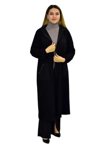 Kadın Kapüşonlu Kışlık Cepli Fermuarlı Kap Tunik BGL-ST03271 ürün görseli