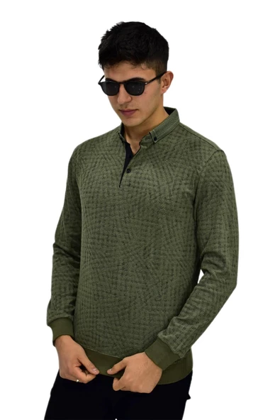 Erkek Polo Yaka Sweatshirt R2250 BGL-ST03196 - Resim 9