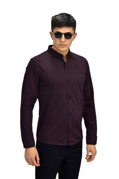 Erkek Spor Jakarlı Uzun Kol Gömlek R6500 BGL-ST03207 - Resim 8