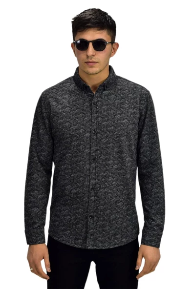 Erkek Spor Jakarlı Uzun Kol Gömlek R6500 BGL-ST03207 - Resim 2