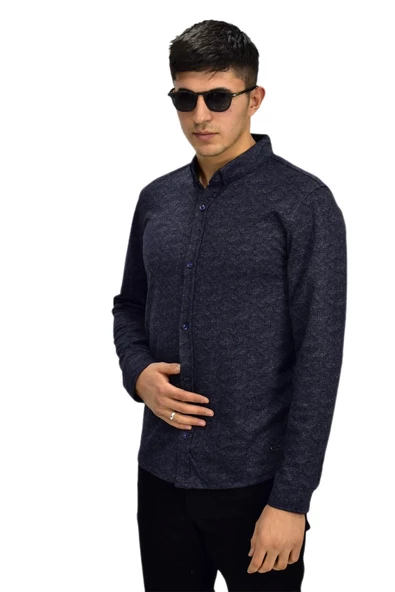Erkek Spor Jakarlı Uzun Kol Gömlek R6500 BGL-ST03207 - Resim 6