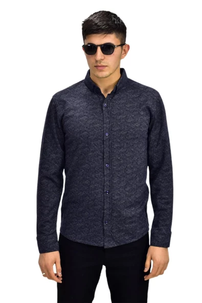 Erkek Spor Jakarlı Uzun Kol Gömlek R6500 BGL-ST03207 - Resim 4