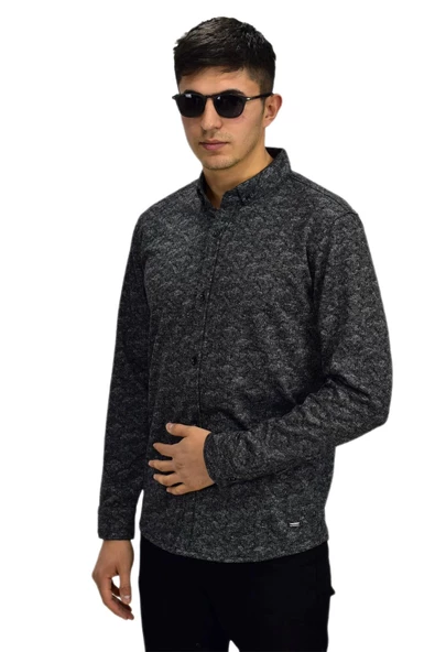 Erkek Spor Jakarlı Uzun Kol Gömlek R6500 BGL-ST03207 - Resim 7