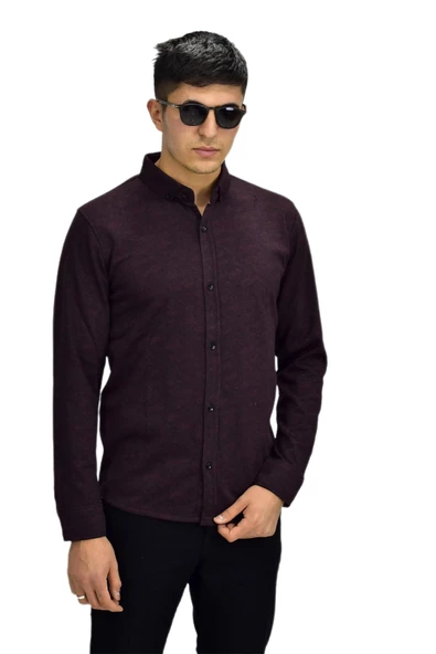 Erkek Spor Jakarlı Uzun Kol Gömlek R6500 BGL-ST03207 - Resim 3