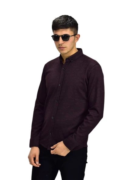 Erkek Spor Jakarlı Uzun Kol Gömlek R6500 BGL-ST03207 - Resim 5