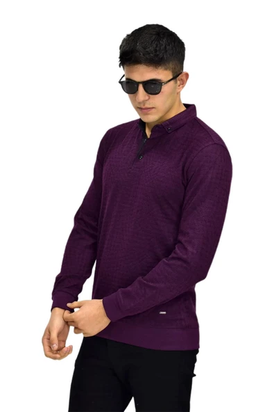 Erkek Polo Yaka Sweatshirt R2250 BGL-ST03196 - Resim 7