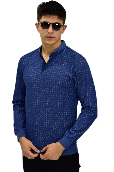 Erkek Polo Yaka Sweatshirt R2250 BGL-ST03196 ürün görseli