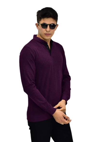 Erkek Polo Yaka Sweatshirt R2250 BGL-ST03196 - Resim 10