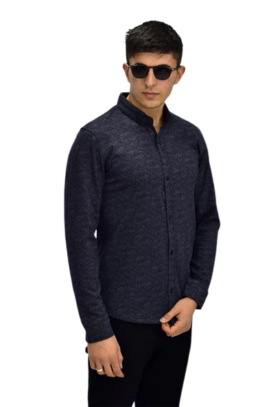 Erkek Spor Jakarlı Uzun Kol Gömlek R6500 BGL-ST03207 - Resim 9