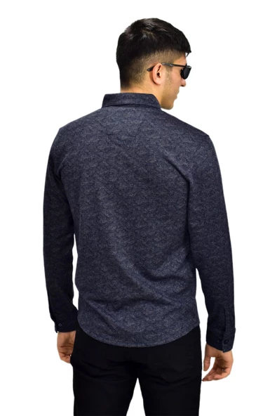 Erkek Spor Jakarlı Uzun Kol Gömlek R6500 BGL-ST03207 - Resim 12