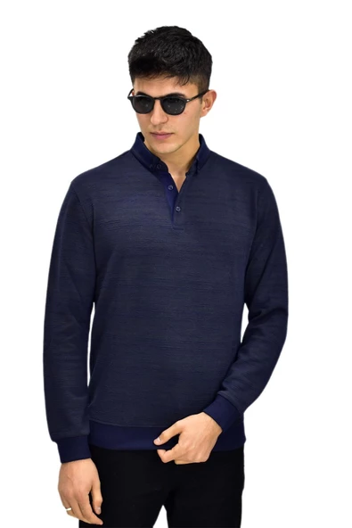 Erkek Polo Yaka Sweatshirt R2252 BGL-ST03199 - Resim 4