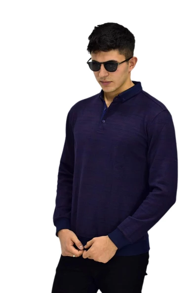 Erkek Polo Yaka Sweatshirt R2252 BGL-ST03199 - Resim 6
