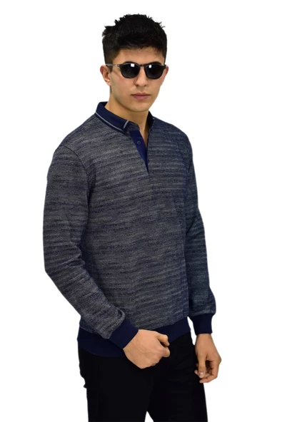 Erkek Polo Yaka Sweatshirt R2252 BGL-ST03199 - Resim 8