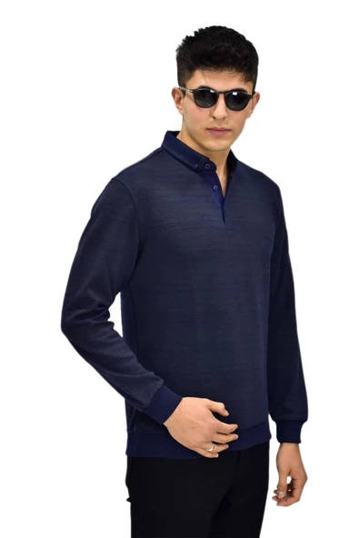 Erkek Polo Yaka Sweatshirt R2252 BGL-ST03199 - Resim 10