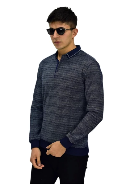 Erkek Polo Yaka Sweatshirt R2252 BGL-ST03199 - Resim 5