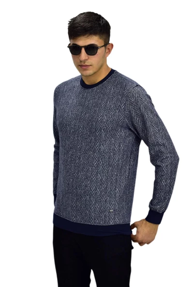 Erkek Spor Sıfır Yaka Sweatshirt R2266 BGL-ST03183 - Resim 7