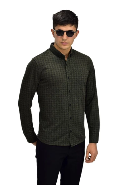 Erkek Spor Jakarlı Uzun Kol Gömlek R6490 BGL-ST03203 - Resim 10