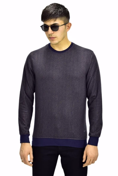 Erkek Spor Sıfır Yaka Sweatshirt R2266 BGL-ST03183 - Resim 3