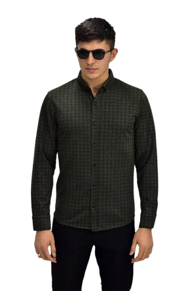 Erkek Spor Jakarlı Uzun Kol Gömlek R6490 BGL-ST03203 - Resim 4