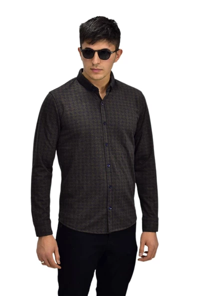 Erkek Spor Jakarlı Uzun Kol Gömlek R6490 BGL-ST03203 - Resim 9