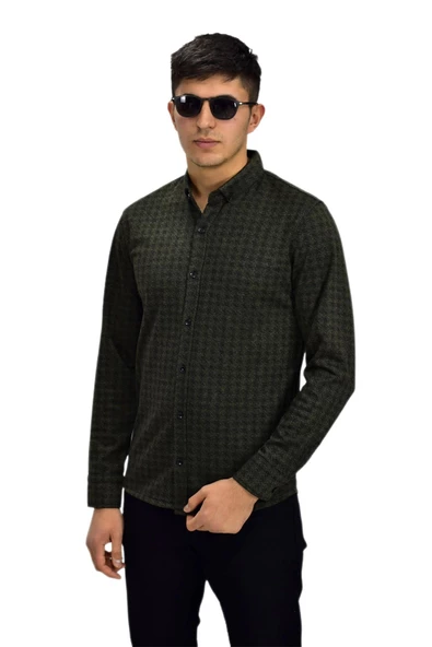 Erkek Spor Jakarlı Uzun Kol Gömlek R6490 BGL-ST03203 - Resim 6