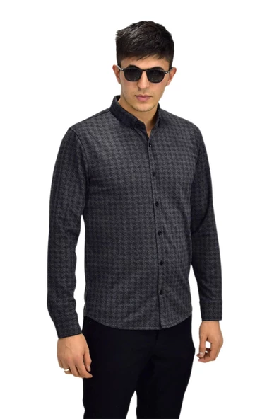 Erkek Spor Jakarlı Uzun Kol Gömlek R6490 BGL-ST03203 - Resim 8