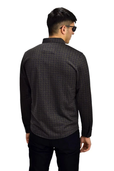 Erkek Spor Jakarlı Uzun Kol Gömlek R6490 BGL-ST03203 - Resim 11