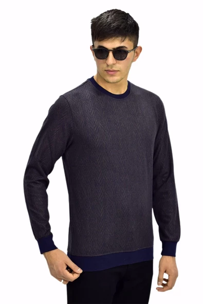 Erkek Spor Sıfır Yaka Sweatshirt R2266 BGL-ST03183 - Resim 4