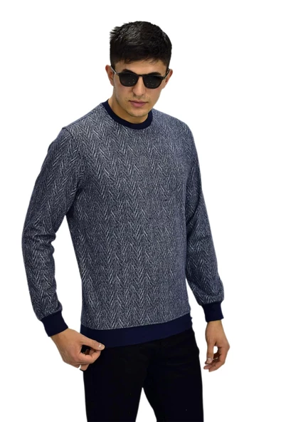 Erkek Spor Sıfır Yaka Sweatshirt R2266 BGL-ST03183 - Resim 5