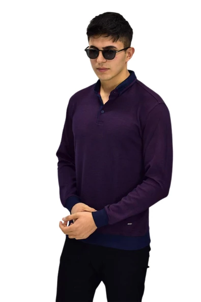 Erkek Polo Yaka Sweatshirt R2254 BGL-ST03197 - 7