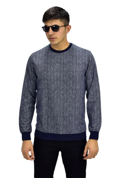Erkek Spor Sıfır Yaka Sweatshirt R2266 BGL-ST03183 - Resim 2