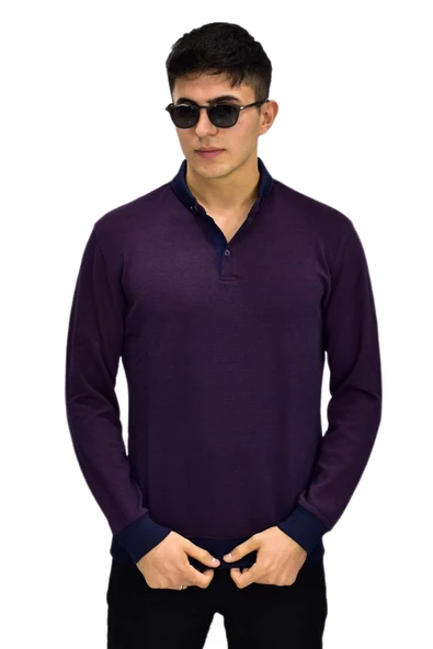 Erkek Polo Yaka Sweatshirt R2254 BGL-ST03197 - 4