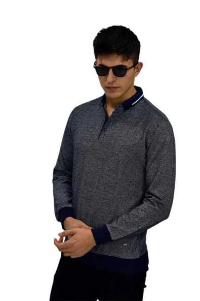 Erkek Polo Yaka Sweatshirt R2254 BGL-ST03197 - 8