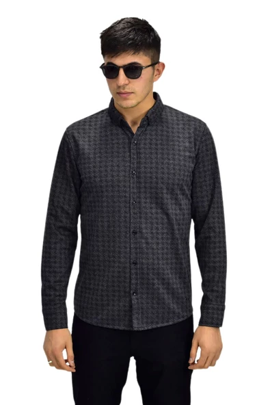 Erkek Spor Jakarlı Uzun Kol Gömlek R6490 BGL-ST03203 - Resim 2