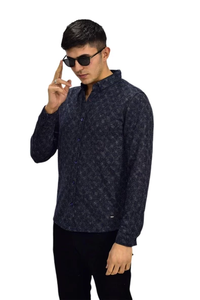 Erkek Spor Jakarlı Uzun Kol Gömlek R6520 BGL-ST03204 - Resim 6