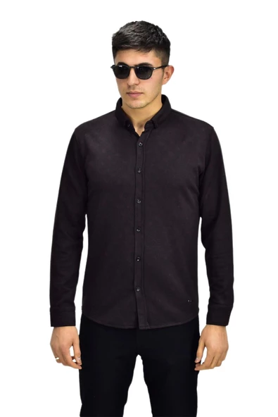 Erkek Spor Jakarlı Uzun Kol Gömlek R6520 BGL-ST03204 - Resim 2