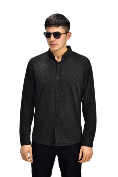 Erkek Spor Jakarlı Uzun Kol Gömlek R6520 BGL-ST03204 - Resim 4