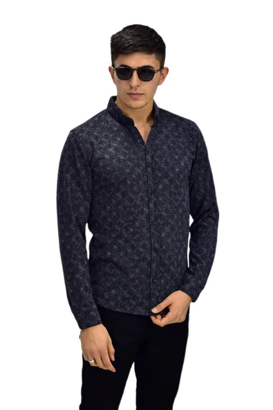 Erkek Spor Jakarlı Uzun Kol Gömlek R6520 BGL-ST03204 - Resim 10