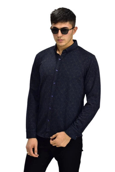 Erkek Spor Jakarlı Uzun Kol Gömlek R6520 BGL-ST03204 - Resim 9