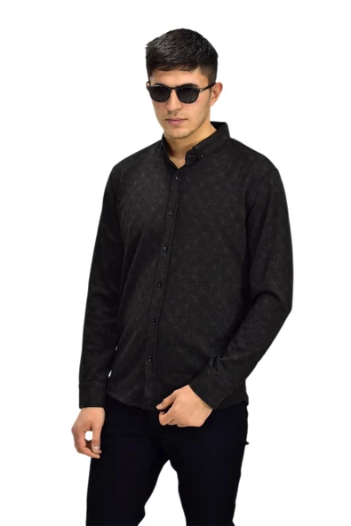 Erkek Spor Jakarlı Uzun Kol Gömlek R6520 BGL-ST03204 - Resim 8