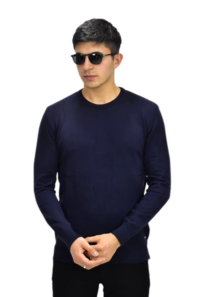 Erkek Spor Düz Sıfır Yaka Kazak R22920 BGL-ST03182 - Resim 4