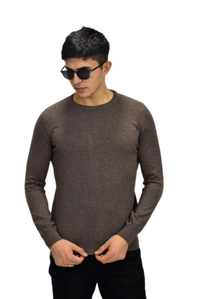 Erkek Spor Düz Sıfır Yaka Kazak R22920 BGL-ST03182 - Resim 12