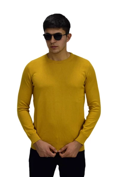 Erkek Spor Düz Sıfır Yaka Kazak R22920 BGL-ST03182 - Resim 2