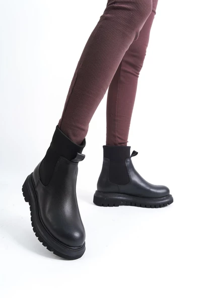 Tothem Siyah Mat Esnek Dalgıç Kumaş Chelsea Lastikli Günlük Bot - 2