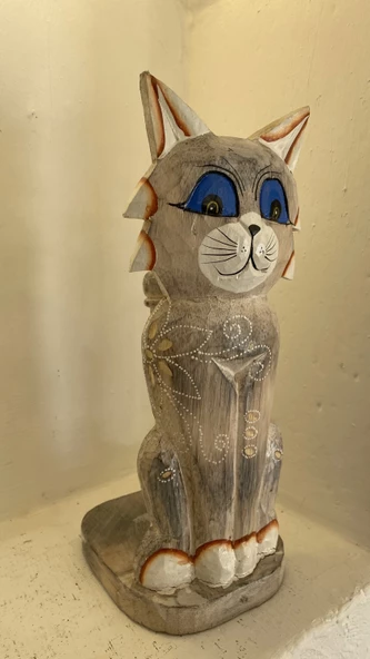 kağıt havluluk ahşap kedi figürlü - Resim 3