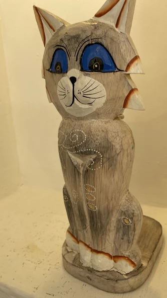 kağıt havluluk ahşap kedi figürlü - Resim 2