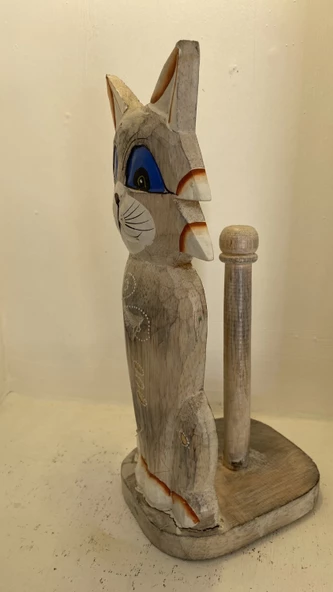 kağıt havluluk ahşap kedi figürlü ürün görseli