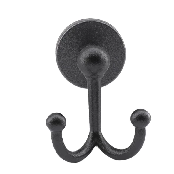 Metal Askı Siyah Renk Askılık Banyo Tuvalet Havlu Bornoz Askısı Çatal İkili Askı - 4