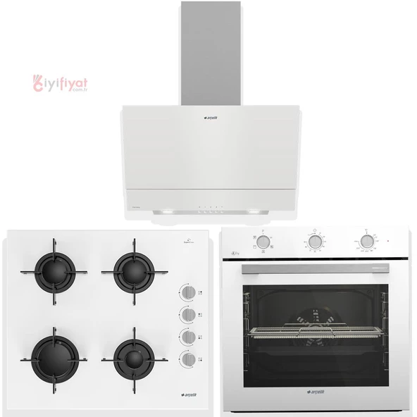 Arçelik Eko Beyaz Cam Ankastre Set 65cm (AFC231B+OCDT651EB+ADE605HB)
